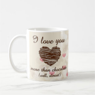 I love you more than chocolate pink hearts coffee mug