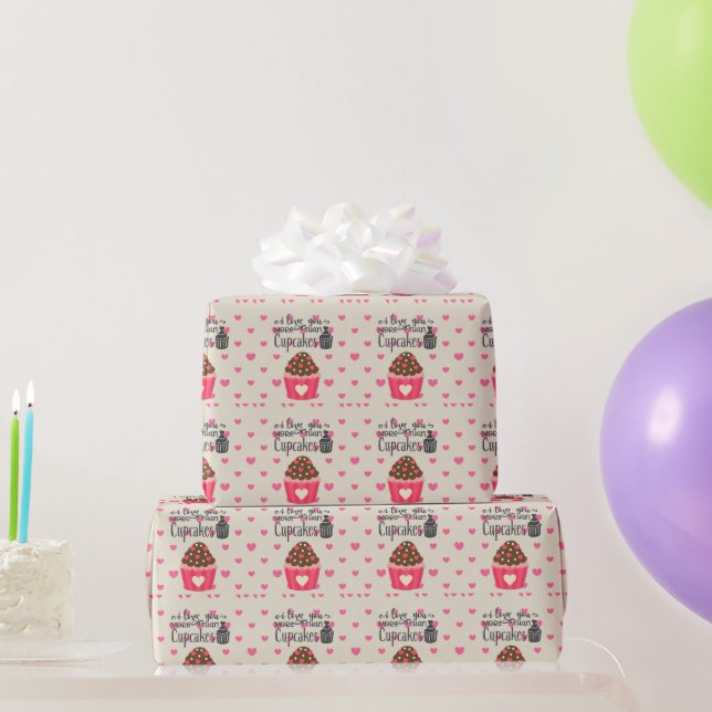 I Love You More Than Cupcakes Wrapping Paper (Party Gifts)