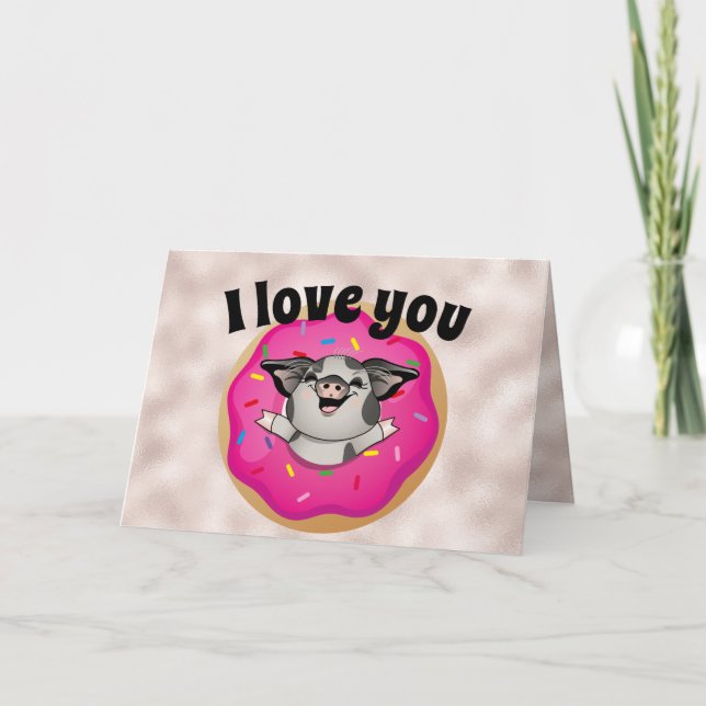 I Love You More Than Donuts Valentine's Day Holiday Card (Front)