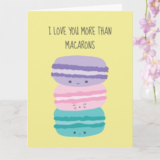 I Love you more than Macarons Kawaii Pastel Cute  Card (Orchid)