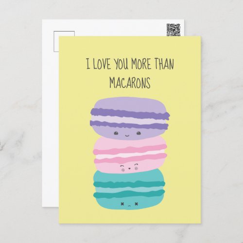 I Love you more than Macarons Kawaii Pastel Cute Postcard