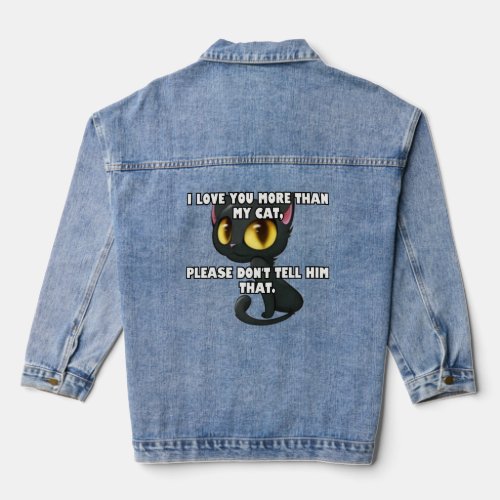 I love you more than my cat  denim jacket