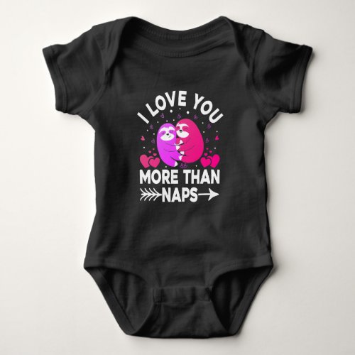 I Love You More Than Naps Pink and Purple Sloths Baby Bodysuit