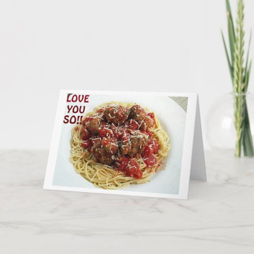 I LOVE YOU MORE THAN PASTAITALIAN LOVE HUMOR HOLIDAY CARD