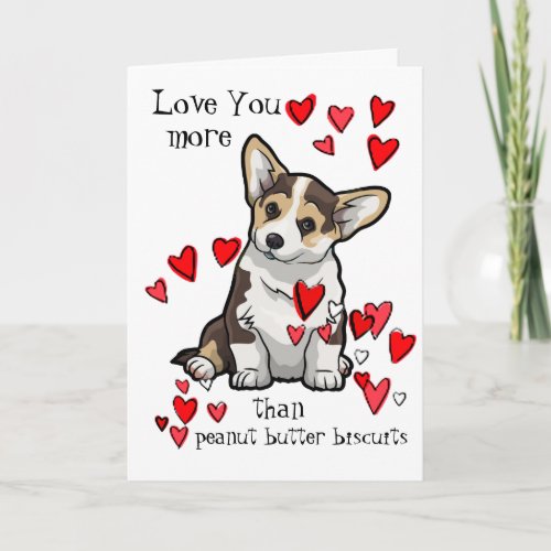 I Love You more than Peanut Butter Corgi Valentine Card