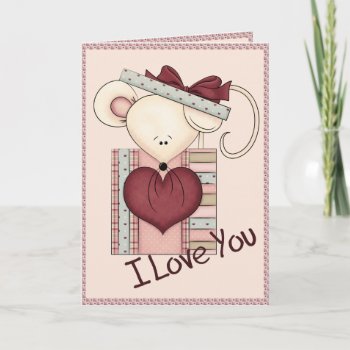 I Love You Mouse Holiday Card by RainbowCards at Zazzle
