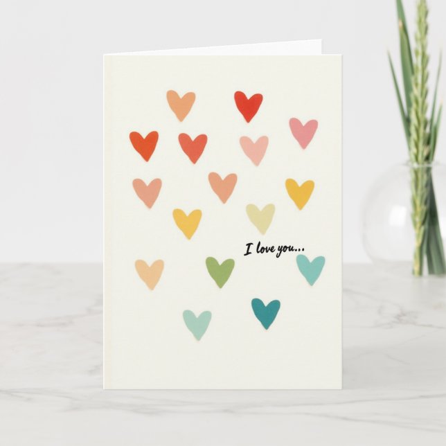 I Love You Multicolored Hearts Card (Front)