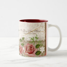 I Love You Mum, Vintage English Roses Mug