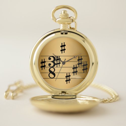 I love you music notes pocket watch