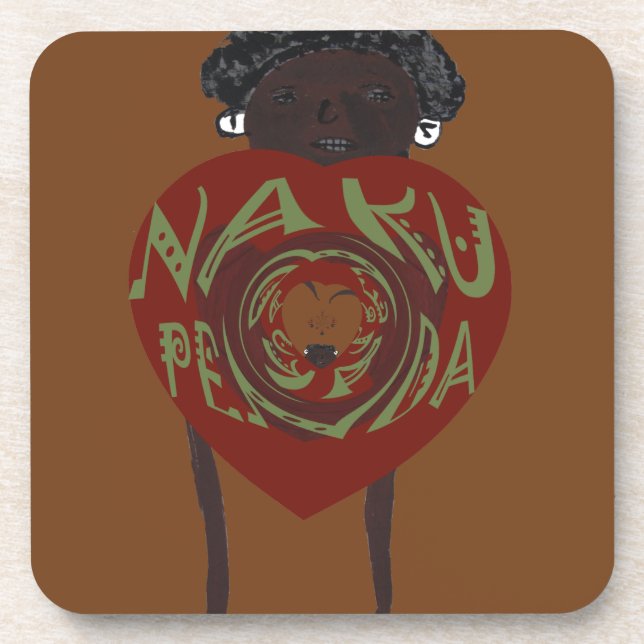I love You! Nakupenda Sana Beverage Coaster (Front)