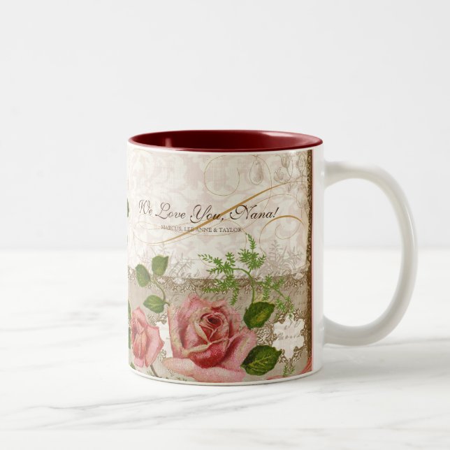 I Love You Nana, Vintage English Roses Mug (Right)