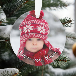 I Love You Nana With Two Photo Template Ornament