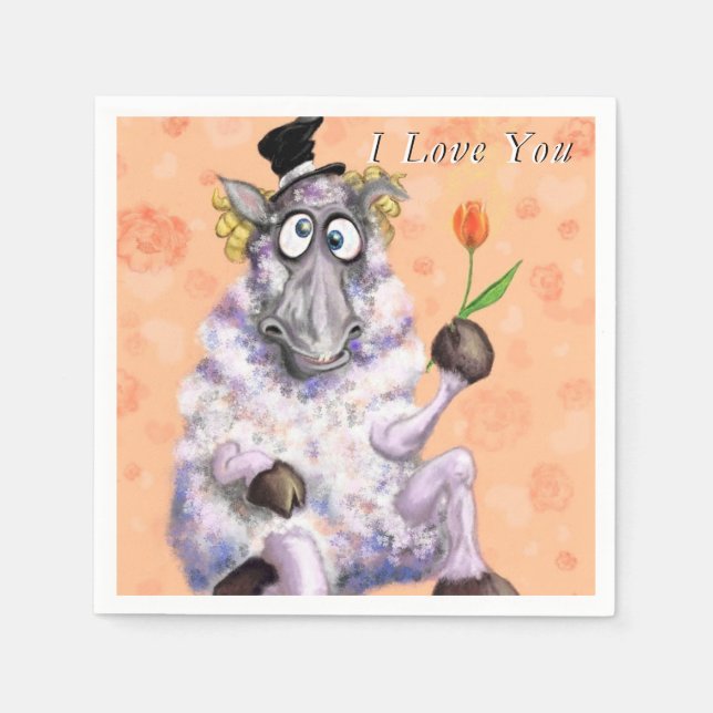 I Love You Napkins Funny Ram (Front)