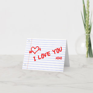 i love you : notebook paper card