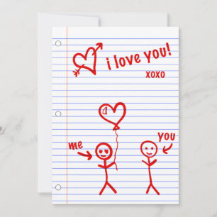 i love you notebook paper sketches invitation