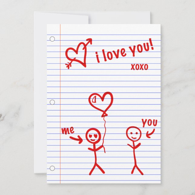 i love you notebook paper sketches invitation (Front)