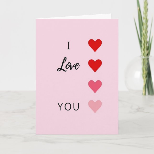 I Love You Ombre Hearts Card (Front)