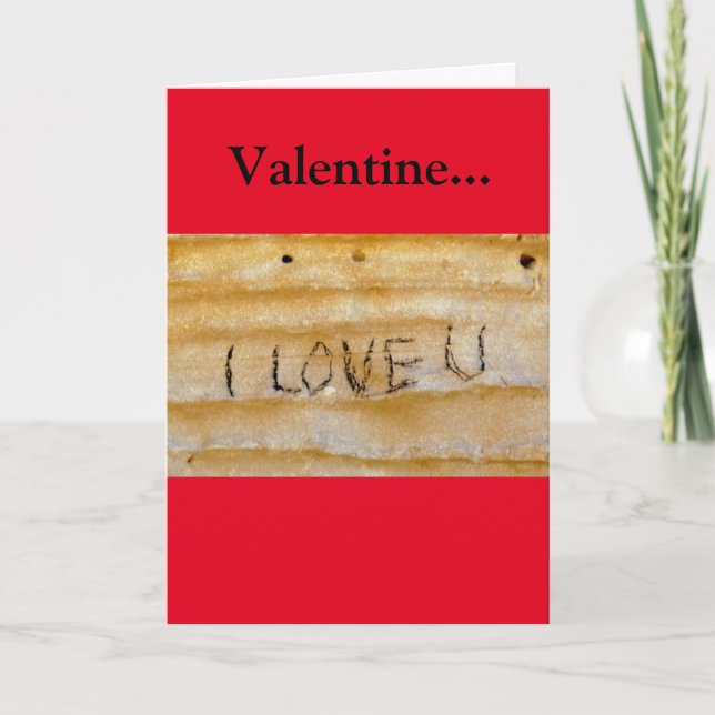 I Love You On Rock Valentine Holiday Card (Front)
