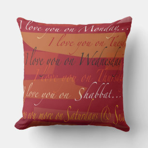 I LOVE YOU ON SHABBAT Cool Modern Throw Pillow