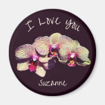I Love You Orchid Flower Trio Personalized Magnet