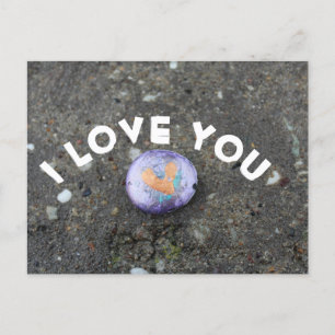 I Love You Painted Rock Postcard