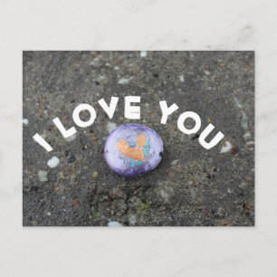 I Love You Painted Rock Postcard