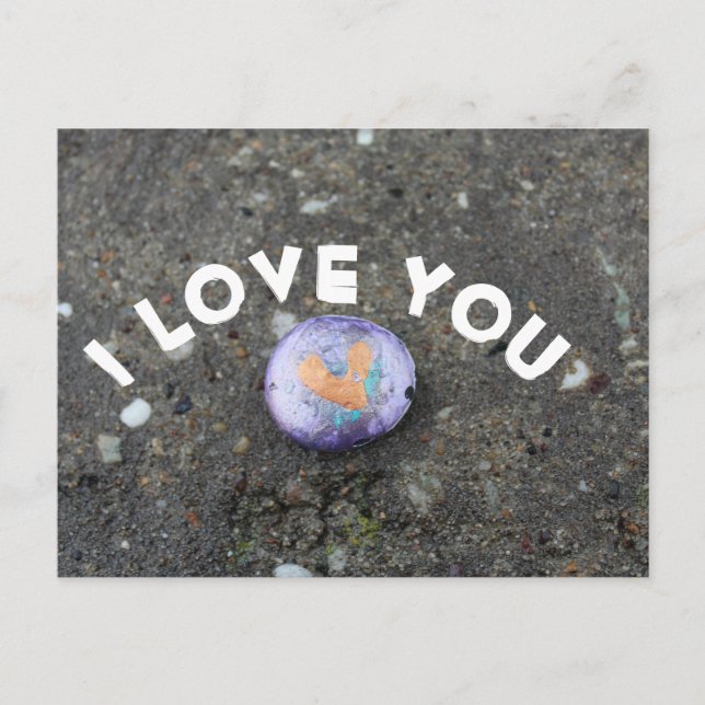 I Love You Painted Rock Postcard (Front)