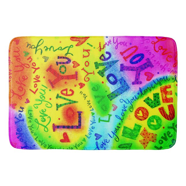 I LOVE YOU Painting Bathroom Mat (Front)