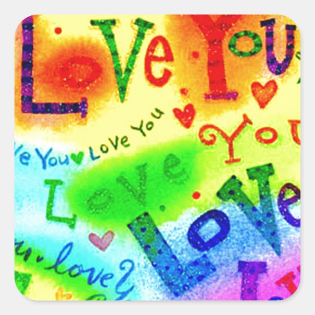 I LOVE YOU Painting Square Sticker (Front)