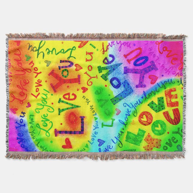 I LOVE YOU Painting Throw Blanket (Front)