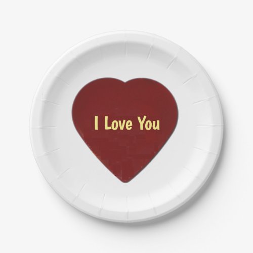 I Love You Paper Plate