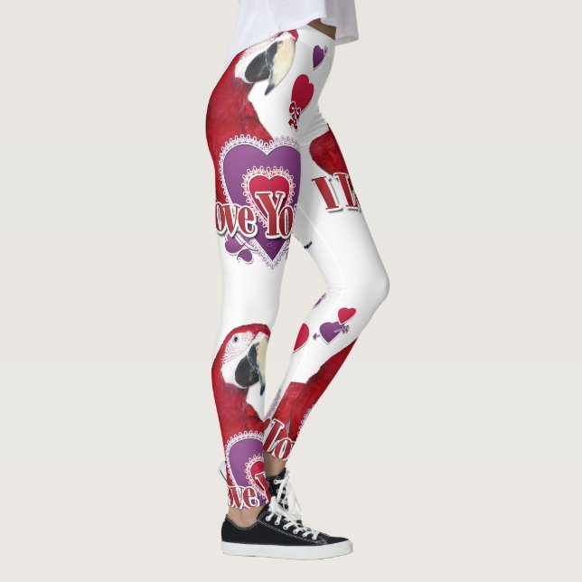 I Love You Parrot With Hearts Leggings (Right)