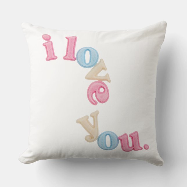 "i love you" Patch Art Pillow | Aesthetic Home Dec (Front)