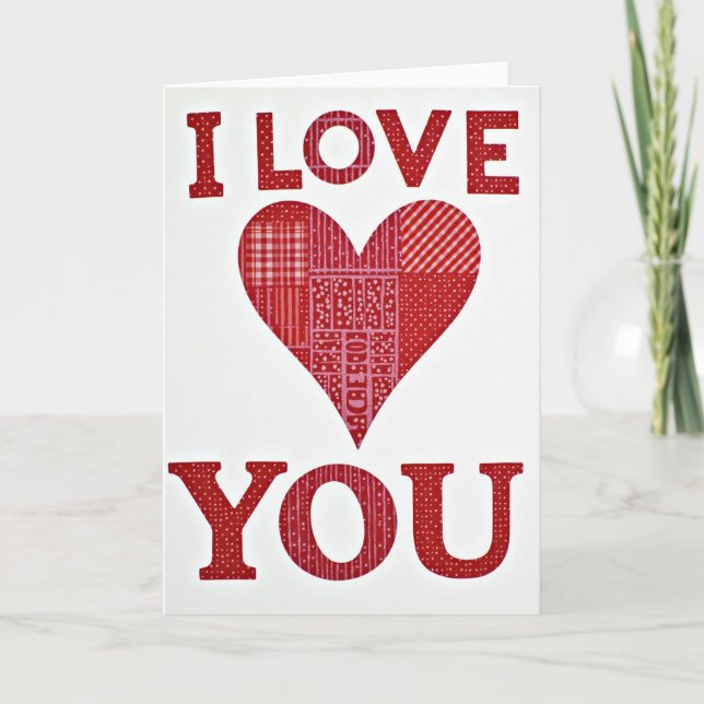I Love You Pattern Heart Card (Front)