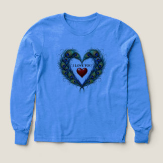 I Love You Peacock Feather Heart Kids T-Shirt Tri-Blend Shirts