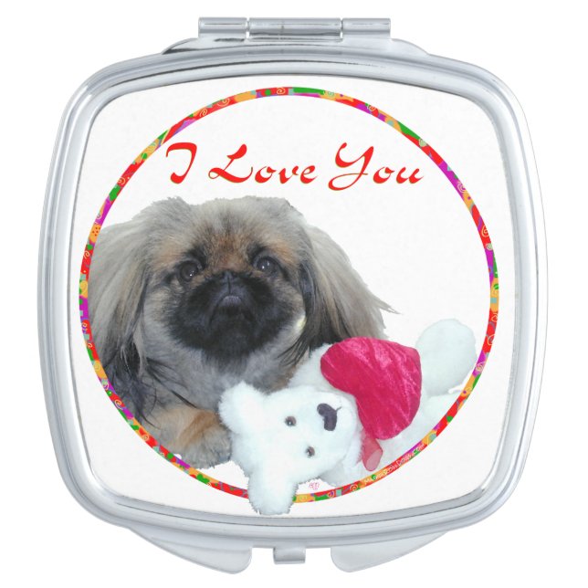 I Love You Pekingese Pup Mirror For Makeup (Front)