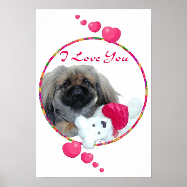 I Love You Pekingese Pup Poster (Front)