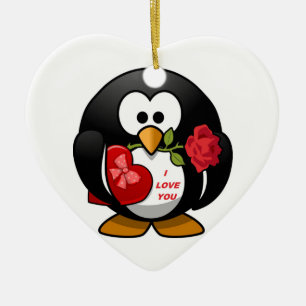 "I LOVE YOU" PENGUIN CERAMIC ORNAMENT