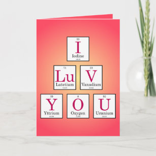 I Love You (Periodic Table Elements) Card