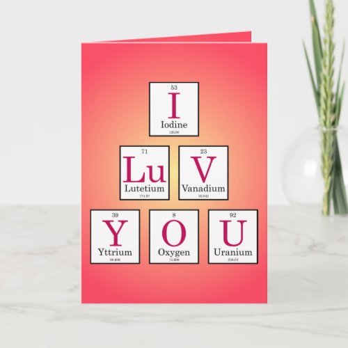 I Love You Periodic Table Elements Card