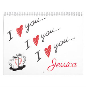 I Love You Personalized 12 Month Wall Calendar
