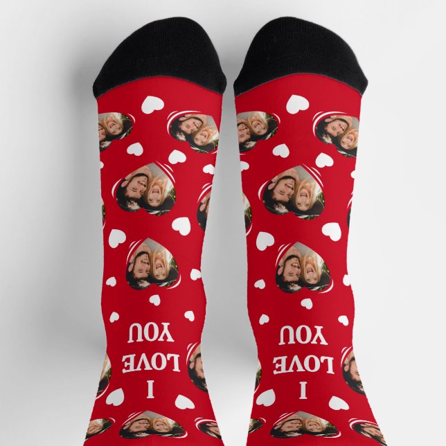I Love You Personalized Couple Photo Socks (Top)