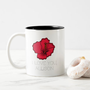 I Love You Personalized Flower Wife or Girlfriend Two-Tone Coffee Mug