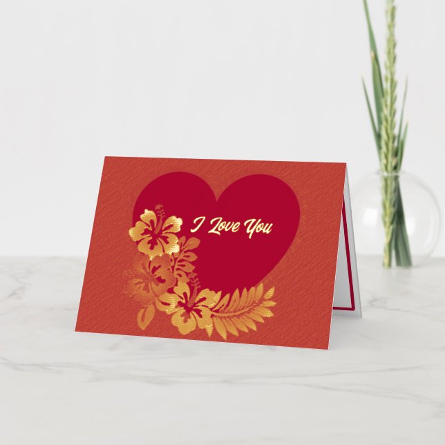 I Love You Personalized Gold Foil Folded Card (Front)