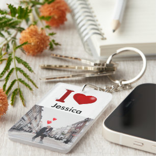 I Love You Personalized Valentines Day Photo Keychain