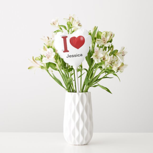 I Love You Personalized Valentines Day Red  Balloon (Vase)