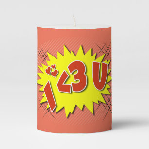 I love you pillar candle
