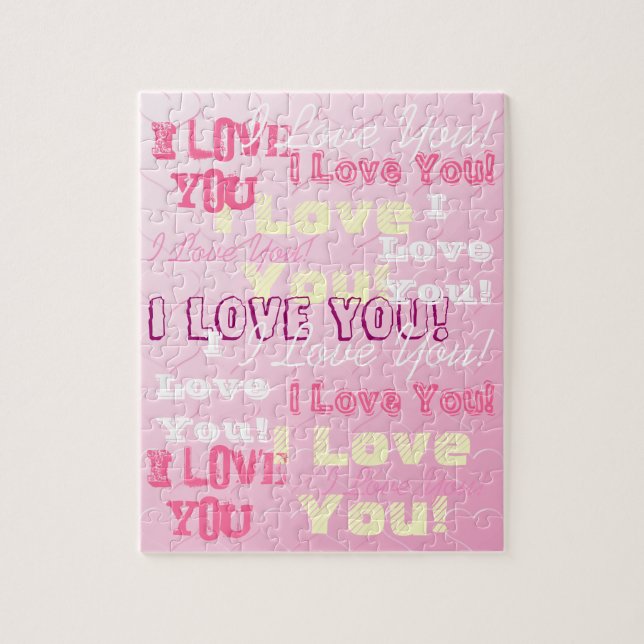 I Love You Pink Bas Relief Hearts Puzzle (Vertical)