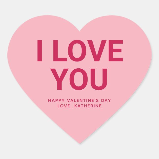 I love you pink cute Valentine's Day conversation Heart Sticker (Front)