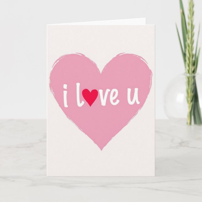 I Love You Pink Heart Card (Front)